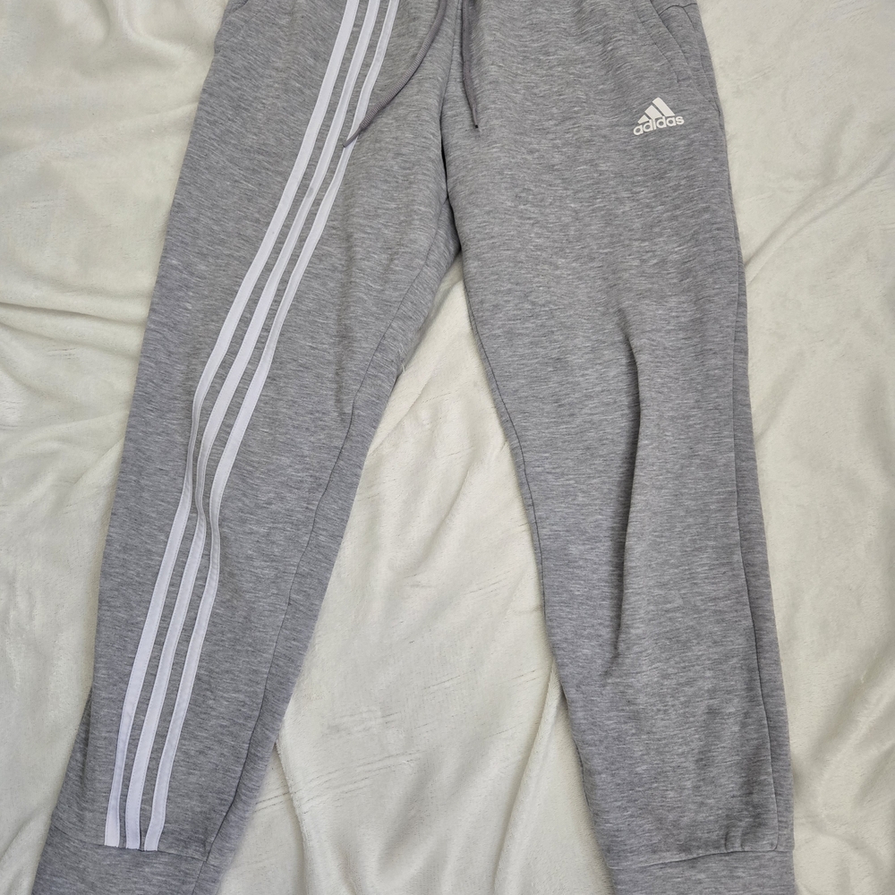 Adidas Women's Heather Gray Joggers with White Accents